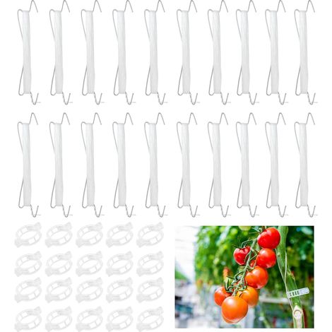 Crochet de Support de Tomate,20 Pièces Crochet de Tomates de Jardint avec 15m de Corde et 20 Pièces Clips de Support Crochet de Tomate de Jardin pour Tomate Concombres Vignes (1/5)