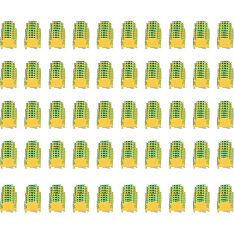 Lot de 50 bornes de raccordement électrique rail DIN 2 voies mise à la terre USLKG-2.5, blocs de jonction à sertir (1/5)
