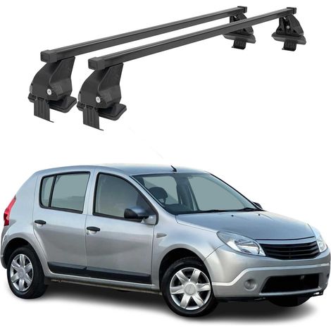 OMAC Dachträger Querträger Stahl für Dacia Sandero 2008-2012 – Abschließbar – City-Crash-getestet – DIN 75302:2019 – ISO/PAS 11154:2006 – Max. 50 kg Schwarz (1/5)