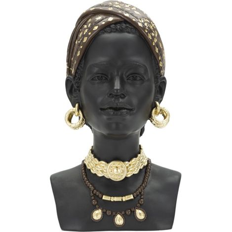 Statua Donna Masai 19x30x18,5 cm in Poliresina Nero/Oro (1/5)