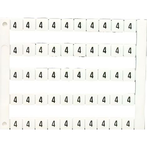 Lot de 50 étiquettes de marquage blanche 5x5mm, impression "4" - IMO
