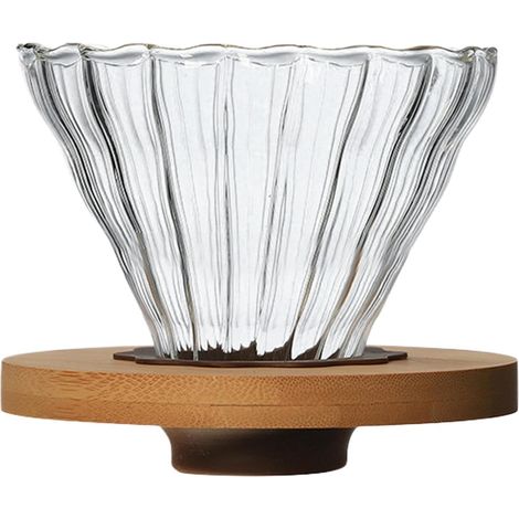 Filtro de café de vidrio transparente, embudo para café, filtro para café de filtro manual, filtro de café con soporte para cafetera. (1/3)