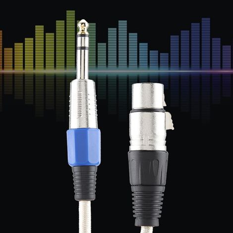 Câble RCA 6,35mm blindé pour autoradio, câble d'interconnexion modifié 1,8m, argent blanc, paire stéréo (1/5)
