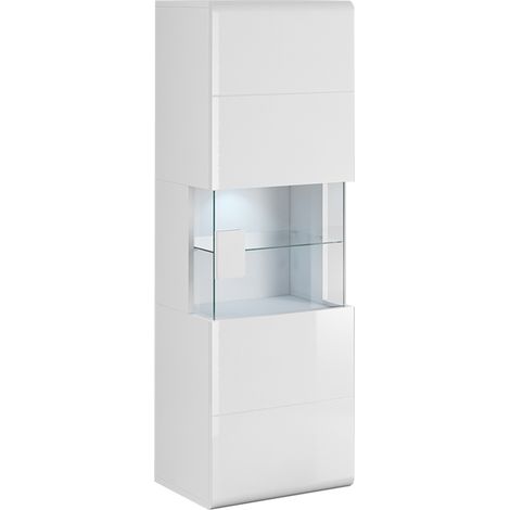 Wandvitrine 1 Tür mit LED Jules Weiß