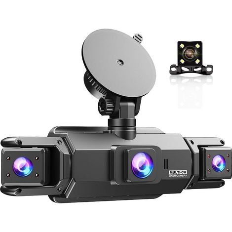 Autokamera mit 4 Kameras – HD 1080P Frontkamera, 2 x 720P Innenraumkamera und Rückkamera – Nachtsicht, 3,2"-IPS-Bildschirm, 64 GB Speicher (1/5)