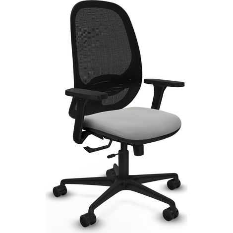 Chaise de bureau piqueras y crespo Cilanco mesh noir cuir gris (1/2)