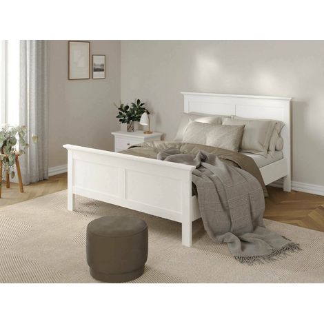 Dmora - Cama individual Gasparde, Sommier para dormitorio, Estructura de cama por habitación, Estructura del sostenedor del colchón, 211x158 h110 cm, Blanco (1/5)