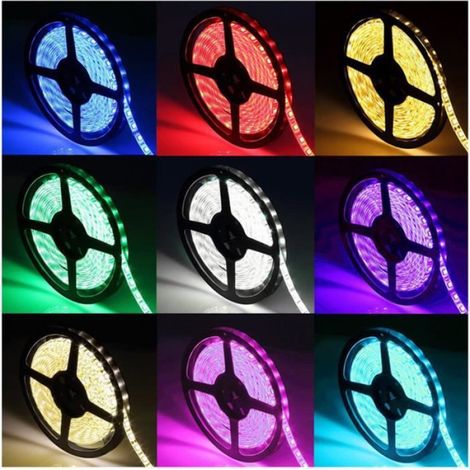 Ruban LED RGB - 10 M - 300 LED SMD 5050 - IP65 - Alimentation 12 V - Télécommande Infrarouge 44 Touches - Découpable Toutes Les 3 LED (1/4)