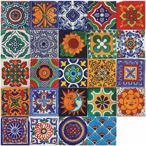 Autocollant en Tuile pour Salle de Bain et Cuisine, 24 Pcs Stickers muraux Carrelage adhésif Mosaïque Autocollant Adhésive décorative à Carreaux de Ciment pour Carreaux de Murs Décor (10x10cm) (1/5)