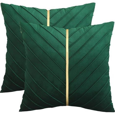 Set of 2 green velvet 45x45cm pillowcases, decorative and luxurious for sofa, living room or bedroom. (1/5)