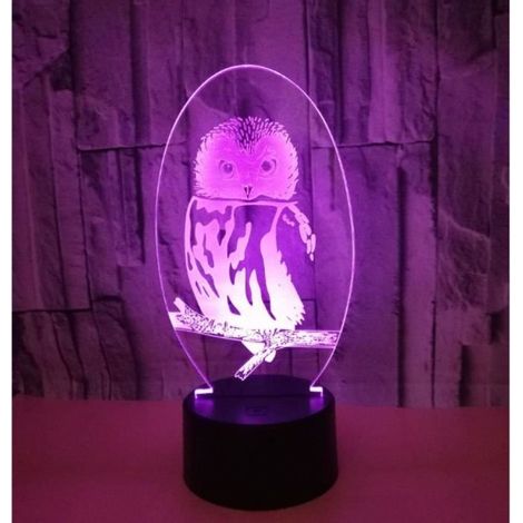 3D Lampe Optique Illusion Veilleuse Chouette Forme 3D Lampe De Table Enfants Enfants Cadeau D\'Anniversaire Lumière Créative C1629 (1/4)