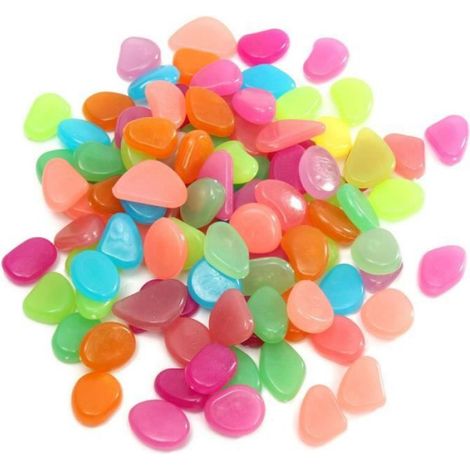 Galet Pierre Cailloux Lumineux - 100Pcs - Résine - 2x1.7x0.8cm - Fluorescent (1/4)