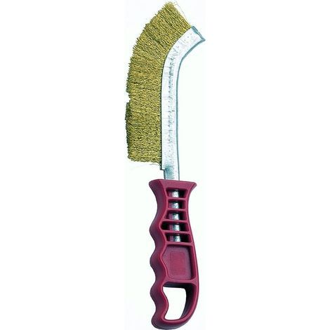 Brosse de nettoyage métallique avec manche pointu en plastique – Brosse métallique ondulée en laiton pour atelier (1/3)