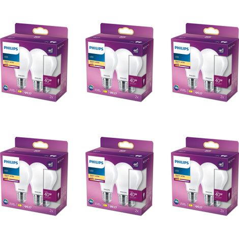 Philips Conjunto Pack E27 Bombilla Estándar Mate 40W No Regulable Luz blanca cálida - 12 unidades (1/3)