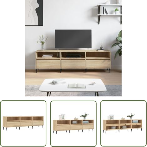 The Living Store Meuble TV chêne sonoma 150x30x44,5 cm bois d'ingénierie - Meubles Tv - Meuble Tv - Buffet Tv - Banc Tv - Chêne Sonoma (1/5)