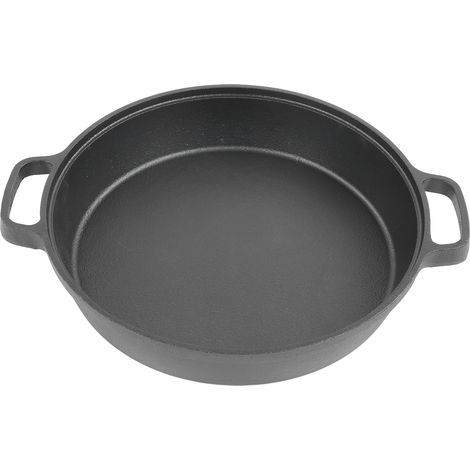 en fonte à double poignée de 25 cm fond plat non revêtue (1/5)