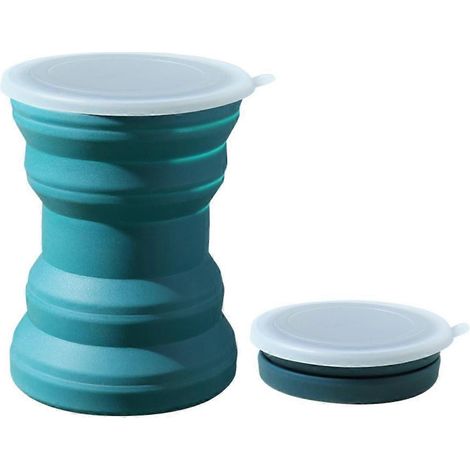 Zusammenfaltbarer Silikonbecher, Reise-/Campingbecher mit Deckel, Kaffeebecher, Beistellbecher, stoß- und hitzebeständiger, einziehbarer Becher, ausziehbarer Becher (1/5)