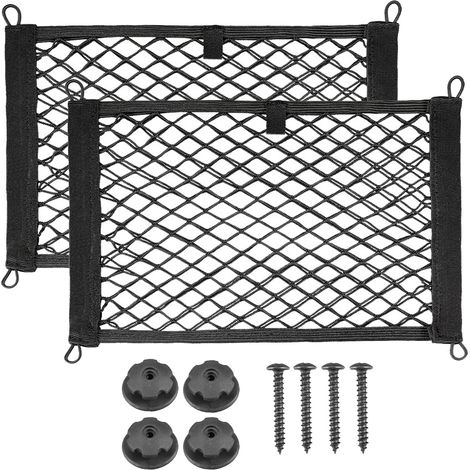 Pack Filet de rangement, 40x25 cm, Nylon résistant, Noir, Pour coffre voiture, camping-car, van (1/5)