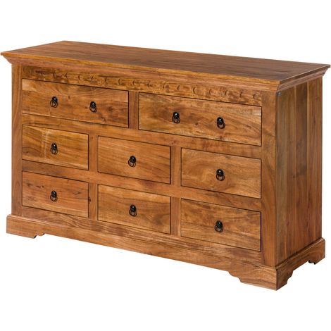 Kommode Akazie hellbraun lackiert 145x49x85 cm (BxTxH) montiert OXFORD 0524 (1/4)