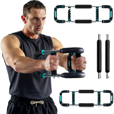 Barras para flexiones, asas desmontables, empuñaduras de espuma antideslizantes, color azul. (1/2)