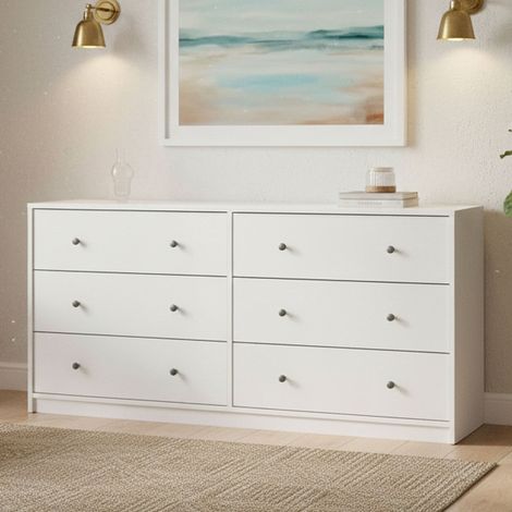 Dmora - Aparador Rick, Bufé de salón, Aparador de salón, Despensa de cocina, 143x30 h68 cm, Blanco (1/5)