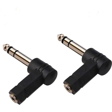 Adaptateur TRS coudé 3,5 mm vers 6,35 mm, adaptateur au stéréo stéréo 6,35 mm mâle vers 3,5 mm femelle à 90 degrés (adaptateur TRS coudé 6,35 mm)