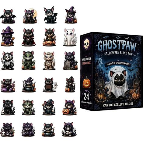 Calendrier De L'Avent Halloween Chat Mignon Acrylique 2D 24 Jours À Décoration d'arbre animal mignon Pour Sac À Dos Porte Mur Manteau Sapin Entrée De Maison Célébration (1/5)