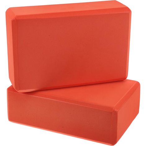 2 blocs de yoga orange en mousse EVA haute densité, 120 g, légers. (1/5)