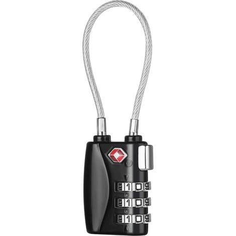 TSA Cadenas Valise à Bagages, 3 Chiffres Cadenas Souple (1, Noir) Cadenas Combinaison Pour Valise, Bagage, Sac à Dos, Sac de Voyage, Armoire, Casier, Vestiaire, Hôtel, Avion, Train, Compact (1/5)