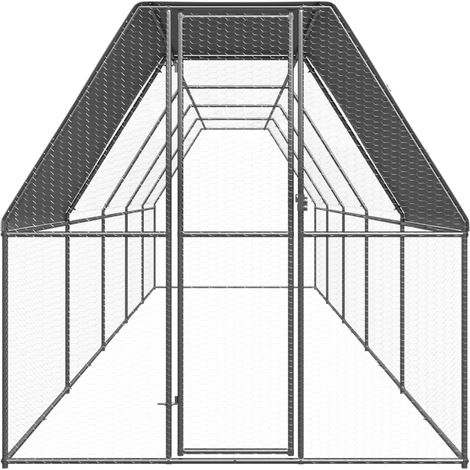 vidaXL Außengehege Hühnerstall 2x10x2 m Galvanisierte Stahl