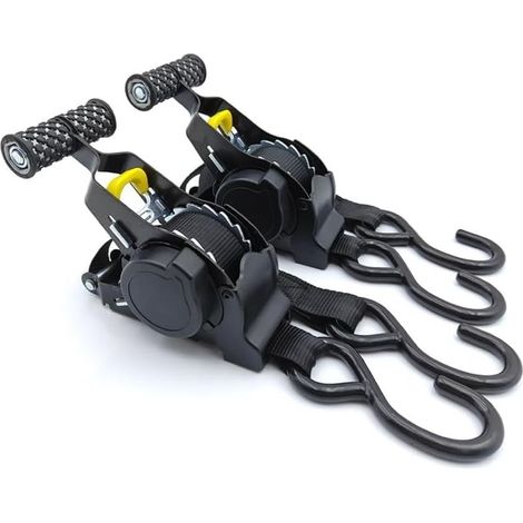 2 Pièces Sangle Arrimage Moto a Cliquet Automatique, Sangle Guidon Voiture Moto, Sangles à Cliquer, Protection Maximale pour Voiture, Camion, Moto (1/5)