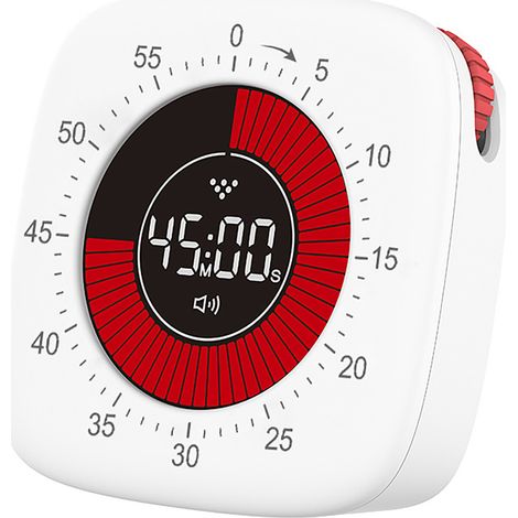 Minuterie visuelle numérique rechargeable, compte à rebours de 60 minutes, bureau d'étude pour enfants, horloge silencieuse, blanc