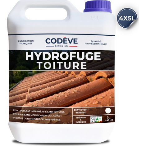Codève Bois – Hydrofuge toiture 20 L – Protection imperméable contre les infiltrations – Séchage ultra rapide – Pour tuiles, ardoises, béton, fibrociment