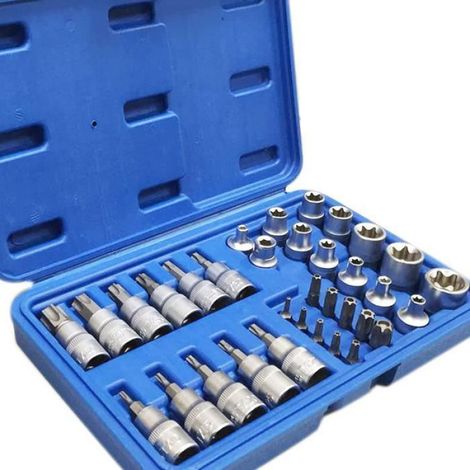 Arebos Clés à Douille Torx  34 Pcs  avec écrous  Acier et Chrome Vanadium  intérieur  extérieur  Profil E et Profil T e [293] (1/3)