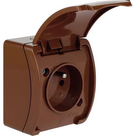 Prise étanche simple avec terre (2P+T) clapet marron IP44 KOALA
