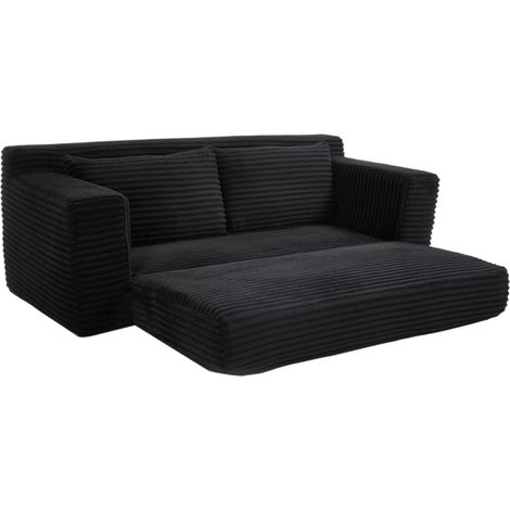Divano Letto Convertibile a 2 Posti con Memory Foam, Rivestimento in Tessuto, Senza Montaggio, Nero (1/5)