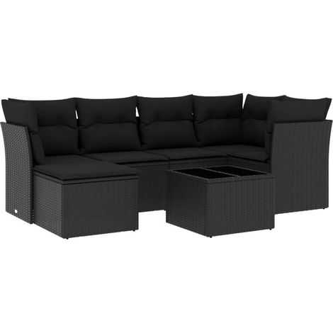 Maison Exclusive - Set Divani da Giardino con Cuscini 7pz Nero Polyrattan (1/3)