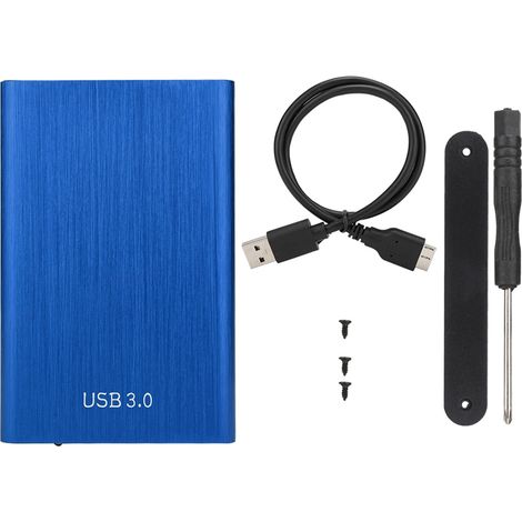 Boîtier Externe USB 3.0 pour Disque Dur/SSD SATA 2.5" (7-9.5mm) - Coque Bleue pour Stockage Portable (1/5)