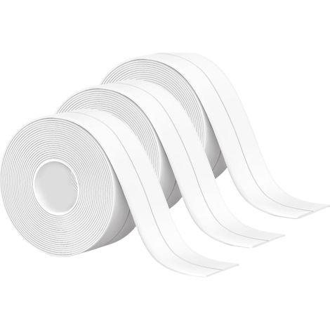 Bathroom Seal, 3 Rolls White Waterproof Silicone Tape Self-Adhesive Sealing Strip for Bathtub, Sink, Toilet, Kitchen Sink (320 x 3.8 cm) (1/5)