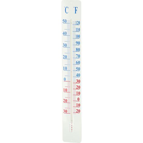 Esschert Design – Thermomètre géant 90 cm – Indicateur de température -30 °C à +50 °C – Acier doux et verre – Fixation murale facile