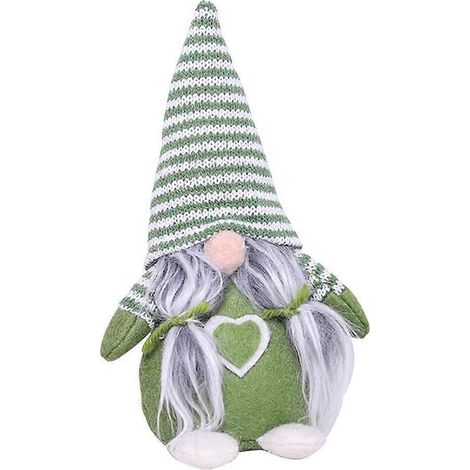 Poupée de Noël sans visage, dessin animé à longue barbe, pendentif poupée assise sans visage, décoration de sapin de Noël-Green (1/3)