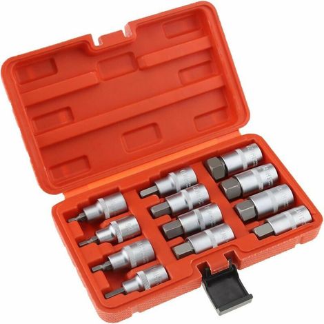 Lot de 12 douilles à choc hexagonales 1/2" CR-V plaqué chrome H5 à H22 - Longueur 55 mm (1/5)