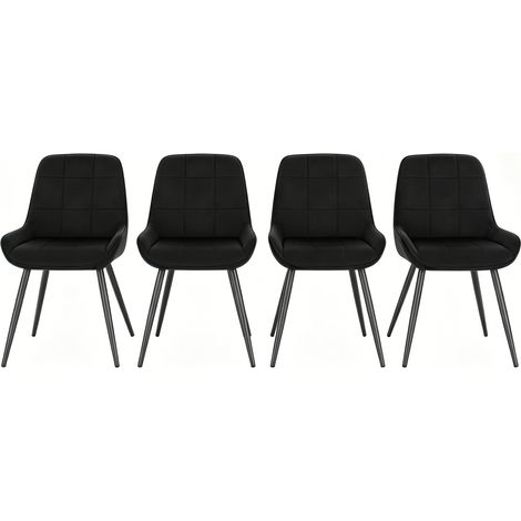 Set di 4 sedie da pranzo in velluto nero con struttura metallica (1/5)