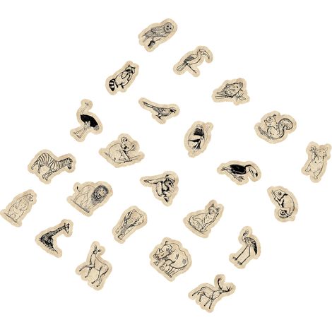 Lot de 46 autocollants animaux vintage style jungle zoo pour scrapbooking carnets, série sauvage, stickers rétro adhésifs (1/5)