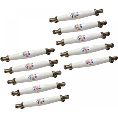 10pcs Hole Distance 96mm (Blue Morning Glory) Drawer Handle Furniture Handle, Arch Handles Ceramic Handles, (1/5)