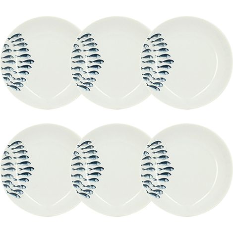 Lot de 6 assiettes creuses en porcelaine 20cm, PESCARE (1/3)