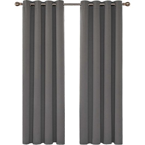 Lot de 2 rideaux occultants thermiques isolants, 132 x 160 cm, gris clair (1/5)