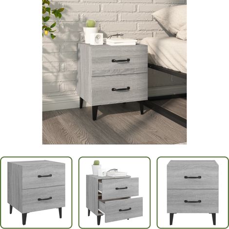 vidaXL Industrieller Nachttisch - Nachttisch Grau Sonoma 40x35x47,5 cm (1/5)