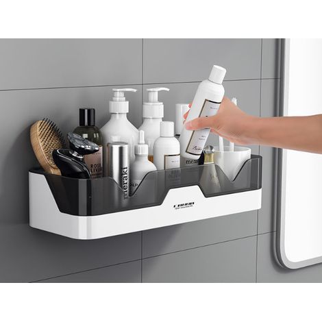 Estante de ducha sin taladrar, organizador de pared para baño y cocina, cestas de almacenamiento (gris)