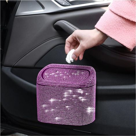 Auto Mülleimer mit Deckel, glitzernd, auslaufsicher, rosa (1/5)